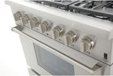 Kucht Professional 36 in. 5.2 cu ft. Propane Gas Range with Classic Silver Knobs - KRG3618U/LP-S