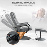 HomCom Massaging Faux Leather Recliner Chair and Ottoman Set, Swivel Vibration - B0C73RSQRK