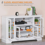 HomCom Sideboard Buffet Cabinet with Storage, Kitchen Cabinet Coffee Bar Cabinet with Glass Doors for Living Room, Kitchen, White - B08YN1ZYTJ