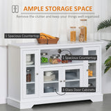 HomCom Sideboard Buffet Cabinet with Storage, Kitchen Cabinet Coffee Bar Cabinet with Glass Doors for Living Room, Kitchen, White - B08YN1ZYTJ
