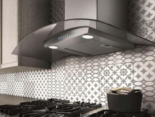 Elica - POTENZA - Comfort - 30" W x 19 11/16" D x 1 15/16" H, Stainless + Clear Glass,  - Wall Mount Hoods - EPT430S3