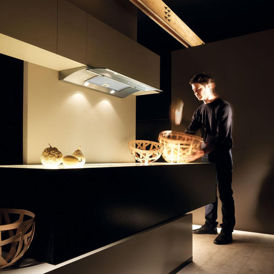 Elica - GLIDE - Iconic - 30" W x 11 1/2" - 19 3/4" D x 2 3/4" H, 450 CFM, Stainless + Clear Glass - UNDERCABINET HOODS | EGL430S1