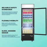 Frigos FG-MR-1D-G 27" Glass Door Merchandiser, Black, LED, Aluminum Interior