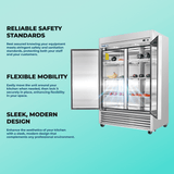 Frigos 54" Commercial Refrigerator, 2 Doors, 47 Cu Ft, Stainless Steel Floor