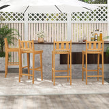 Tangkula Teak Wood Bar Stool, 30” Bar Chair with Footrest & Backrest - 4*JV11896