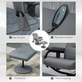 HomCom Massaging Faux Leather Recliner Chair and Ottoman Set, Swivel Vibration - B0C73RSQRK