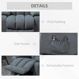 HomCom Power Lift Chair for Elderly Big and Tall with Massage, Linen Fabric Upholstered Recliner - B0B769TVRJ