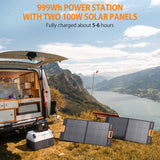 GRECELL 1000W Portable Power Station With Foldable Solar Panel -  GR-SE0003+DYZDB0001AGE*2