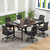 Tangkula Conference Table Set of 1/2/4/6, Modern Boardroom Desk with Storage Bag, Head phone Hook - JV11275US-CF