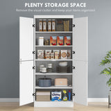 HOMCOM 70" Kitchen Pantry Cabinet, Freestanding Storage Cabinet with 4 Doors and 2 Adjustable Shelves for Dining Room, White - B09YXPKT9T