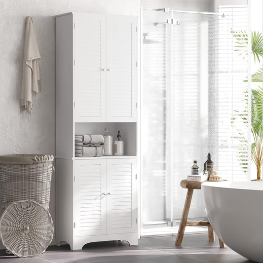 HomCom Tall Narrow Bathroom Storage Cabinet with Doors and Shelf Adjustability - B08BCH9T6H-1