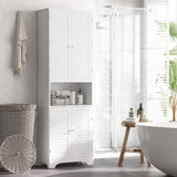 HomCom Tall Narrow Bathroom Storage Cabinet with Doors and Shelf Adjustability - B08BCH9T6H-1