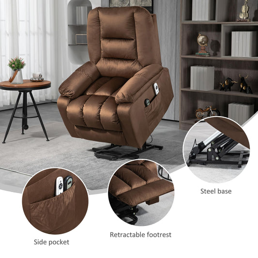 HomCom Lift Recliner Chair, Massage & Heat, 4-Position, Dark Brown – B0CTY2JHYZ-1