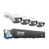 Zosi C182 4K 8CH 4-Cam PoE Camera System + 2TB Hard Drive - C182 4K 8CH 4