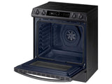 SAMSUNG 6.3 cu ft. Smart Slide-in Electric Range with Smart Dial & Air Fry in Black Stainless Steel - NE63T8711SG-KT