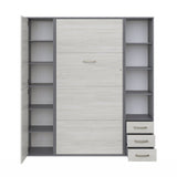 Maxima House Invento Vertical Wall Bed, European Twin Size with 2 cabinets  - IN90V-08/09W - Backyard Provider