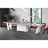 "Maxima House ALETA 11-Piece Dining Set, Glossy Gray/White, 4 Self-Starting Leaves, 10 Chairs - HU0079K-332GR"