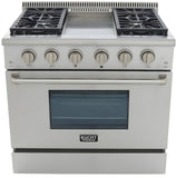 Kucht Professional 36 in. 5.2 cu ft. Propane Gas Range with Griddle and Silver Knobs - KRG3609U/LP-S