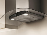 Elica - COMO - Techne - 30" W x 19 11/16" D x 1 15/16" H, Stainless & Black Glass + Clear Glass Canopy - Wall Mount Hoods - ECM630S3