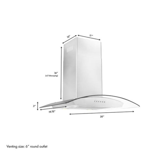 Alpine ZLINE Alpine Series Ducted Wall Mount Range Hood in Stainless Steel and Glass (ALP70WL) - ALP70WL-36