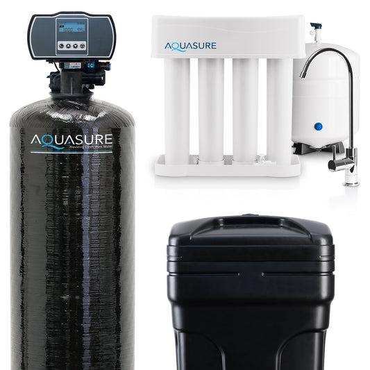 Aquasure Harmony Series | 64,000 Grains Whole House Water Softener & 75 GPD Reverse Osmosis System Bundle - AS-PR75HS64D
