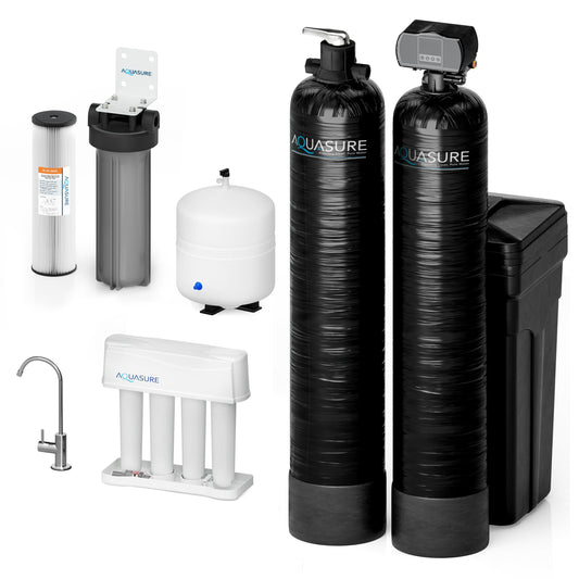Aquasure Signature Elite 1,000,000 Gallons Whole House Filter Bundle, 48,000 Grains Softener – AS-SE1000FM