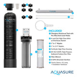 Aquasure Serene Lite 800K Gallons Whole House Salt-Free Water Softener Bundle w/ Triple Purpose Filter & UV De-Activator – AS-SF800U