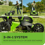 Greenworks 80V 21" Cordless Battery Brushless Self-Propelled Mower 3pc Combo Kit w/ 4.0Ah Battery & Rapid Charger - 1356502