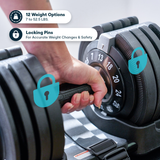 Echelon Strength Adjustable Dumbbells 752 with Stand - ECH-DUMB-752-x2STND