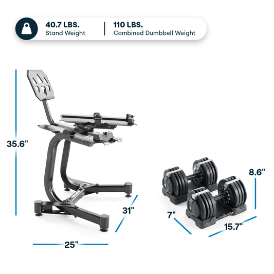 Echelon Strength Adjustable Dumbbells 752 with Stand - ECH-DUMB-752-x2STND