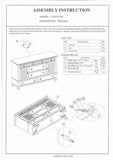 Alpine Winchester 6 Drawer Dresser w/2 Cabinets, White - 1306-W-DR