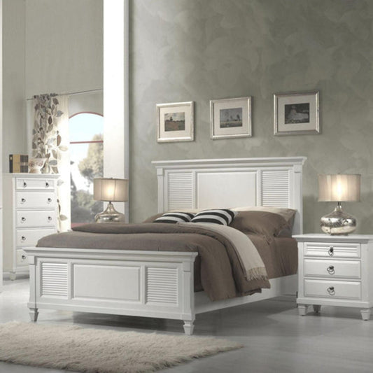 Alpine Winchester Eastern California King Shutter Panel Bed, White (1306EK) - 1306EK