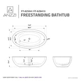 Anzzi Kekehun 6.3 ft. Solid Surface Center Drain Freestanding Bathtub in Matte White FT-AZ8415 - FT-AZ8415