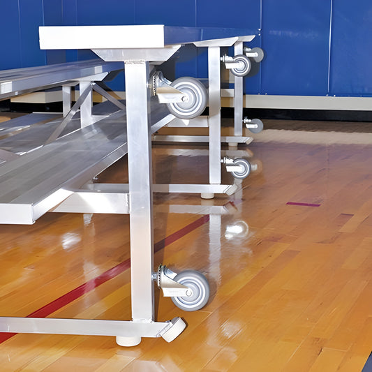 Bleacher 4 Row Portable 7½' Tip &amp; Roll Preferred Aluminum Bleacher - BLDP-475TRG