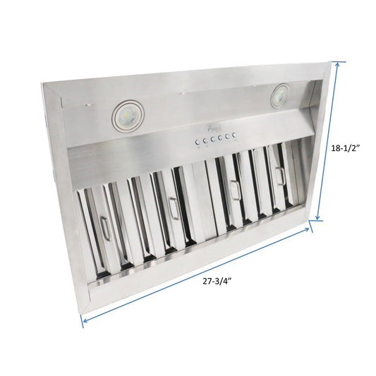 Awoco RH-BQ-X 30" Built-In Range Hood, 700 CFM, 4-Speed, LED Lights – RH-BQ-X30