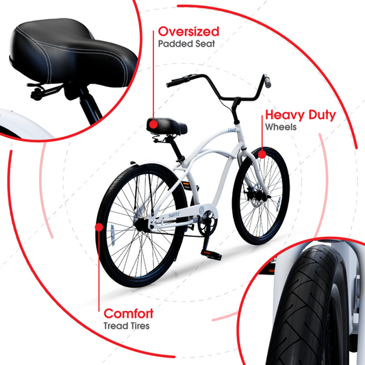 Switz Cruz + 4 Stroke Chain Drive Motorized Bike - SZ-CRUZ-MBLK + FH-ENGINE-4S + FH-TRANSKIT-4S + FH-HD4STROKEMP
