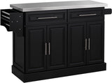 HomCom Rolling Kitchen Island with Storage, Portable Kitchen Cart - B0BL2T9PZV-1