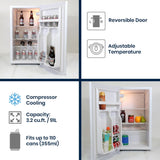 Coors Light Compact Fridge, 3.2 cu ft, Bottle Opener, Reversible Door, Licensed Artwork – CL90