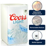 Coors Light Compact Fridge, 3.2 cu ft, Bottle Opener, Reversible Door, Licensed Artwork – CL90