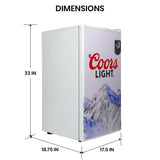 Coors Light Compact Fridge, 3.2 cu ft, Bottle Opener, Reversible Door, Licensed Artwork – CL90