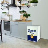 Corona Compact Bar Fridge w/ FreezerTempered Glass Shelves, Space-Saving Flat Back, Reversible Door, for Den, Dorm, Office, Home Bar - COR70-W