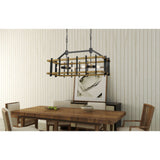 Alpine Cal Lighting Bruck 60W X 6 Metal/Pine Wood Island Chandelier -  FX-3705-6