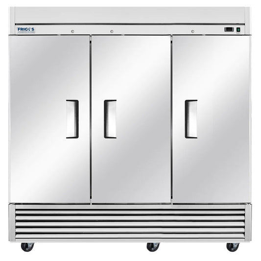 Frigos Commercial Reach in Freezer 3 Section Solid Door Frigos FG-FZ-3D with Aluminum Interior with 304 Stainless Steel Floor - FG-FZ-3D