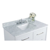 Ancerre Ellie Bathroom Vanity with Sink and Carrara White Marble Top Cabinet Set - VTS-ELLIE-42-W-CW - Backyard Provider