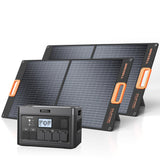 GRECELL Portable Power Station 2400W With Foldable Solar Panel - YCNX0014AGE-US+DYZDB0001AGE*2
