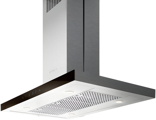 Elica - MAGGIORE - Techne - 42" W x 27" D x 2 3/8" H, 600 CFM, Stainless & Black Glass - Island Hoods - EMG642S1