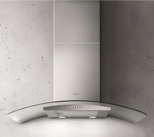 Elica - POTENZA - Comfort - 36" W x 19 11/16" D x 1 15/16" H, Stainless + Clear Glass,  - Wall Mount Hoods-EPT436S3