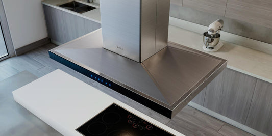 Elica - SALICE - Techne - 42" W x 27" D x 5" H, 600 CFM, Stainless & Black Glass - Island Hoods - ESL642S3