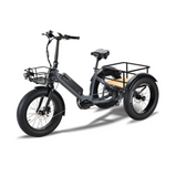 Surface 604 500W 48V Trio Mid Drive Folding Step-Thru Fat Tire Trike Electric Bike - EB-S6-TRIO-GRY