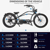Tracer 1000W 48V Legend GT7 Chopper Stretch Cruiser Fat Tire Electric Bike